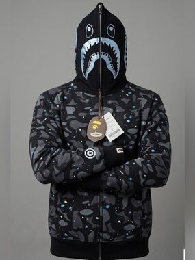 Bape Black & Blue Shark Zip Hoodie Jacket